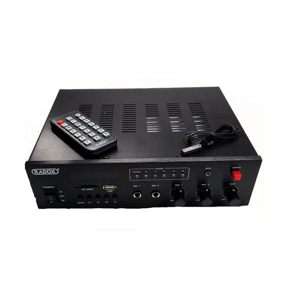 AMPLIFICADOR DE PUBLIDIFUSIÓN, REPRODUCE: MP3, USB, SD, FM, BLUETOOTH  RADOX   010-700 - Hergui Musical