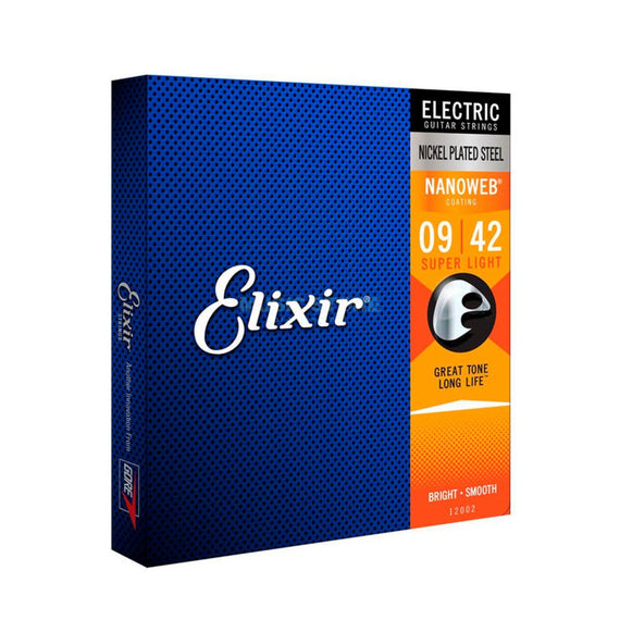 JGO. DE CUERDAS PARA GUITARRA ELÉCTRICA COATING SUPER LIGHT (.009-.042)  ELIXIR   12002 - Hergui Musical