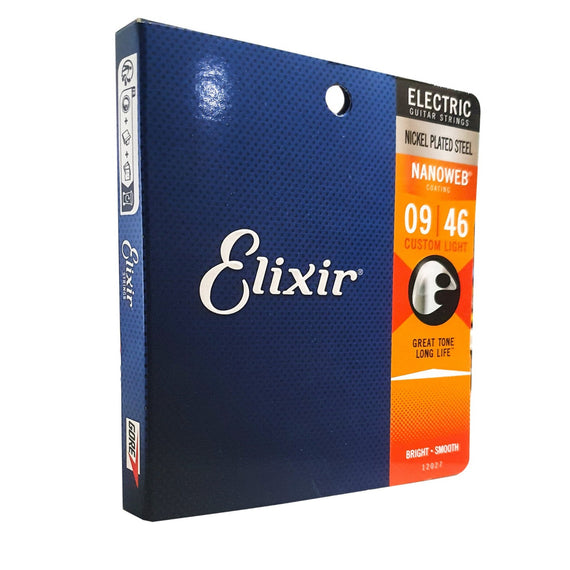 JGO. DE CUERDAS PARA GUITARRA ELÉCTRICA NANOWEB COATING CUSTOM LIGHT (.009-.046)  ELIXIR   12027 - Hergui Musical