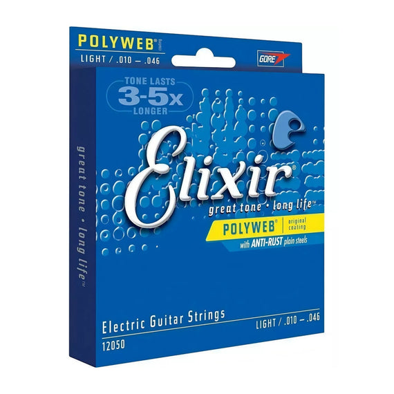 JGO. DE CUERDAS PARA GUITARRA ELÉCTRICA NANOWEB COATING LIGHT (.010-.046)  ELIXIR   12050 - Hergui Musical