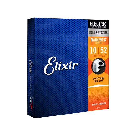 JGO. DE CUERDAS PARA GUITARRA ELÉCTRICA NANOWEB COATING LIGHT-HEAVY (.010-.052)  ELIXIR   12077 - Hergui Musical