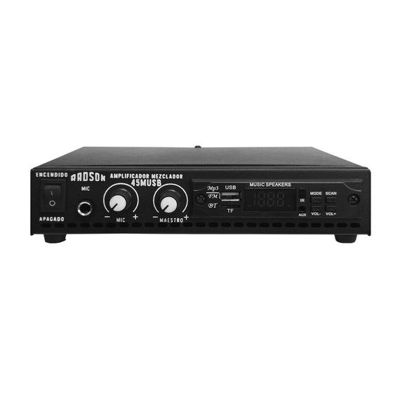 AMPLIFICADOR DE PERIFONEO 20w RMS USB/ENTRADA DE MICROFONO  RADSON   45MUSB - Hergui Musical