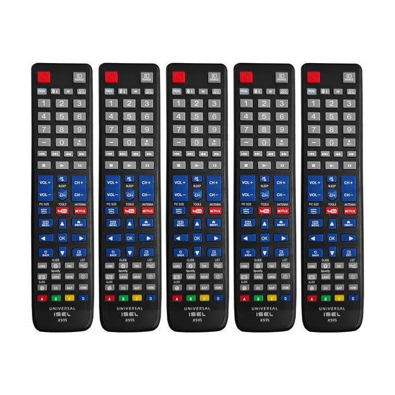 PAQ. 5 Pzas. DE CONTROL REMOTO UNIVERSAL PARA TV + PANTALLA LCD  ISEL  59T-X59S(5) - Hergui Musical