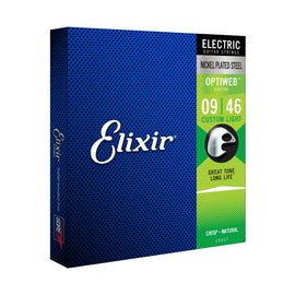 JUEGO DE CUERDAS ELECTRIC OPTIWEB CUSTOM LIGHT (.009-.046)  ELIXIR   19027 - Hergui Musical