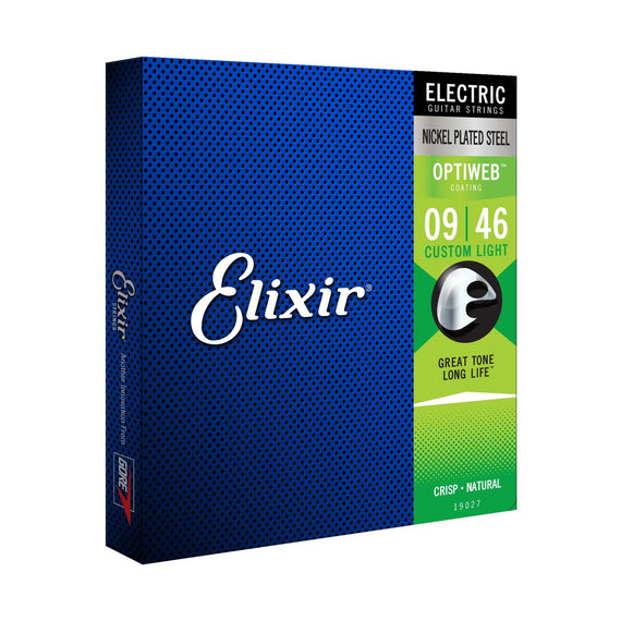 JUEGO DE CUERDAS ELECTRIC OPTIWEB CUSTOM LIGHT (.009-.046)  ELIXIR   19027 - Hergui Musical