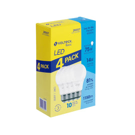 Pack de 4 lámparas led a19 18 w (equiv. 135 w), luz de día  VOLTECK  LED-150FBX4 - Hergui Musical