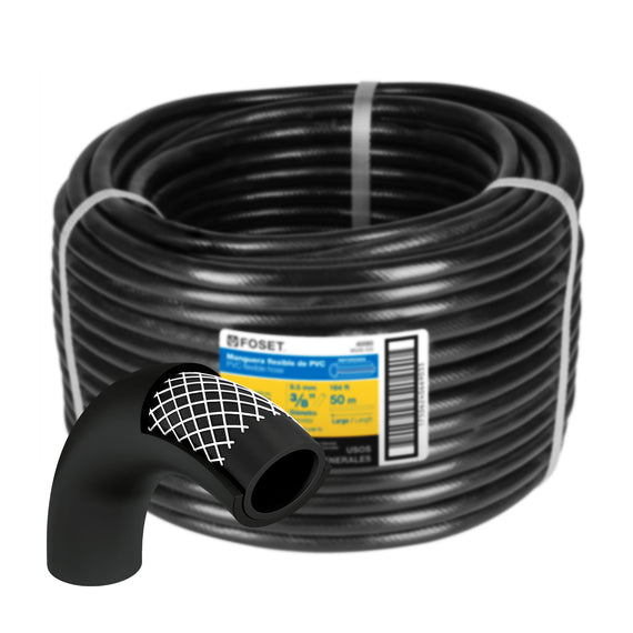 Metro de manguera para gas, pvc negra, 3/8