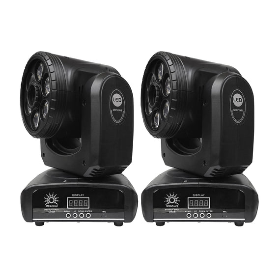 Jgo. de 2 Pza. de Cabeza robótica + Case, 6 Led 10w RGBW, 1 Led blanco 30w, 8 Gobos, 8 Colores, 6 Lentes giratorios  MEGALUZ SHOW   PHYTON-SPOT-X2 - Hergui Musical