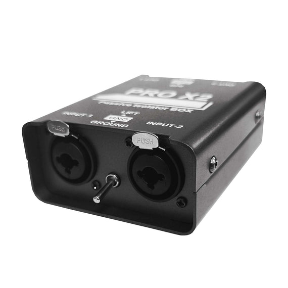 Caja directa estéreo (Aislador de audio bidireccional, eliminador de ruidos)  GM MUSIC  PROX2 - Hergui Musical
