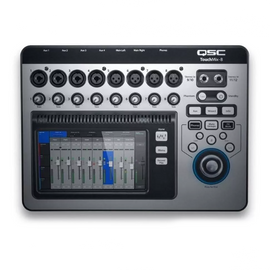 MEZCLADORA QSC COMPACTA DIGITAL DE 8 CANALES,  12 ENTRADA: 4 XLR/TRS COMBO, 4 XLR, 2 ESTÉREO TRS1/4, USB- 2 SALIDAS PRINCIPALES XLR, 4 AUXILIARES XLR Y 2 ESTÉREO TRS  QSC   TOUCHMIX-8 - Hergui Musical