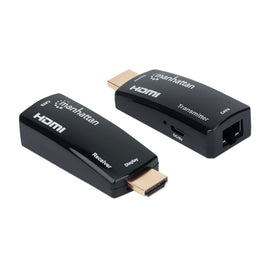 Kit Extensor compacto de HDMI sobre Ethernet. Extiende una señal HDMI hasta 60 m usando un cable Ethernet Cat6  MANHATTAN 207539 - Hergui Musical