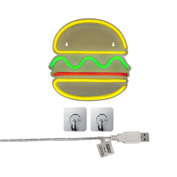 ANUNCIO LUMINOSO DE LEDS TIPO NEON HAMBURGUESA  RADOX   246-449 - Hergui Musical