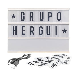 LETRERO LUMINOSO, INCLUYE 96 CARACTERES PARA CONFIGURAR MENSAJES, FUNCIONA CON BATERIAS Y USB (Baterias no incluidas)    RADOX   246-500 - Hergui Musical