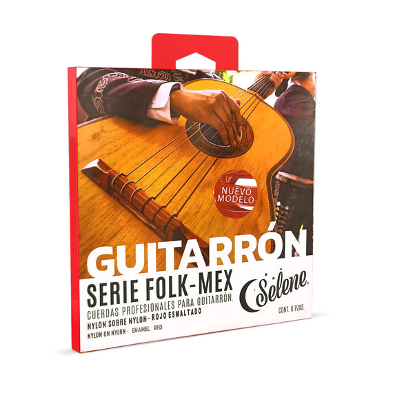 Jgo. De cuerdas para guitarrón, nylon sobre nylon rojo, entorchado rojo  SELENE  300-NNRR - Hergui Musical
