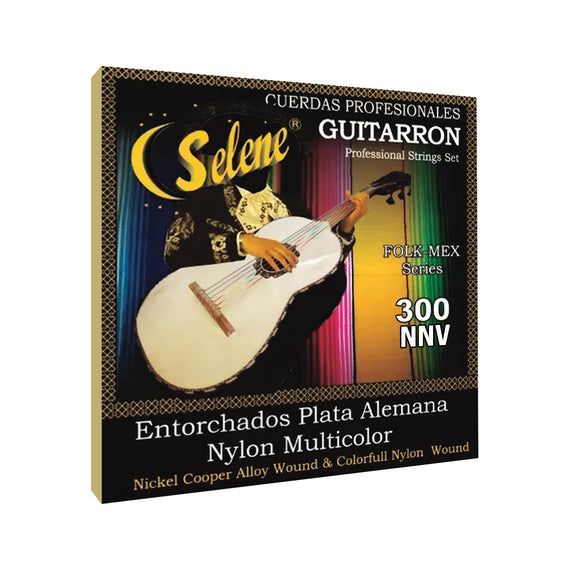 Jgo. De cuerdas para guitarrón, nylon sobre nylon verde, entorchado fósforo bronze  SELENE  300-NNV - Hergui Musical