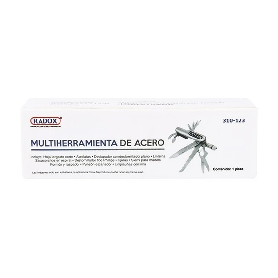 MULTIHERRAMIENTA DE ACERO INOXIDABLE C/ LAMPARA  RADOX  310-123