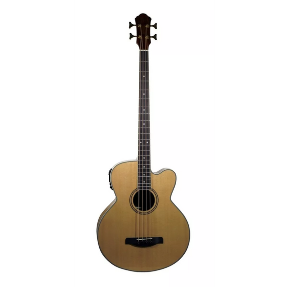 Bajo electroacústico de 4 cuerdas con tapa de abeto, aros y fondo de ovangkol, diapasón de palo de rosa, brazo de caoba, puente de sonokelin, resaque, 22 trastes  LA SEVILLANA   B-1004CEQ-NAT - Hergui Musical