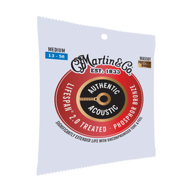Jgo. de cuerdas para guitarra electroacústica Authentic Treated, Medium, 92/8  Martin   41Y18MA550T - Hergui Musical
