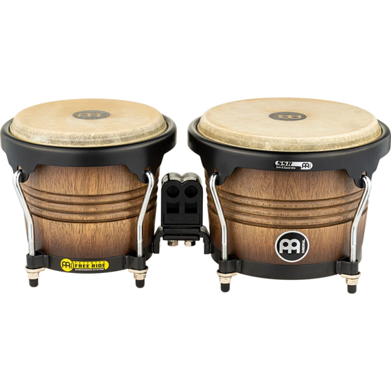 Bongo MEINL 6 3/4 y 8, Set Free Ride Series. Herrajes en color negro, color ANTIQUE TOBACCO BURST (ATM)   FWB-190-ATM - Hergui Musical