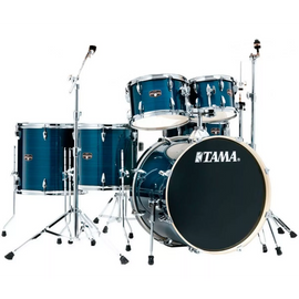 BATERIA TAMA ''IMPERIALSTAR'' DE 6 PZAS. AZUL RAYADO NEGRO CON JUEGO DE ATRILES Y ASIENTO  IP62H6W-HLB - Hergui Musical