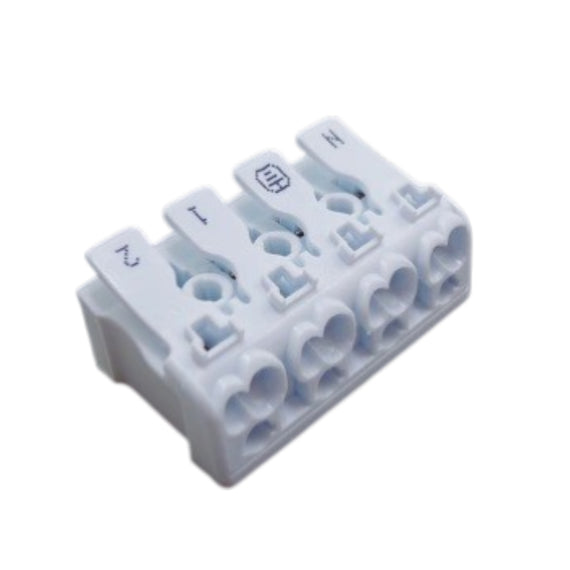 Bloque de 4 terminales de conexión rápida para cableado 3 a 3 450v  16A (39.7mm)  RADOX   520-583 - Hergui Musical