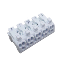 Bloque de 5 terminales de conexión rápida para cableado 3 a 3 450v  16A (49.7mm)  RADOX   520-584 - Hergui Musical
