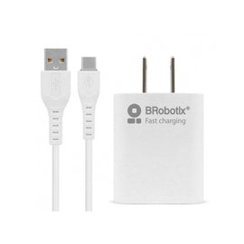COMBO CARGA RÁPIDA: CARGADOR USB V3.0 + CABLE USB TIPO "C". BLANCO (6001318), Brobotix   6001318 - Hergui Musical