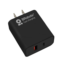 CARGADOR CARGA RÁPIDA, DUAL USB V3.0, 18W, 1 PUERTO TIPO A Y 1 PUERTO TIPO C, COLOR NEGRO,  BROBOTIX  6006658 - Hergui Musical