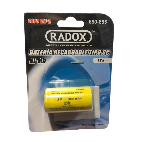 Bateria recargable Ni-Mh 3000mAh tipo SC  RADOX   660-685 - Hergui Musical