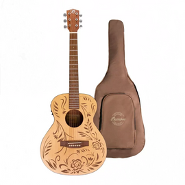 Guitarra acústica Rock & Roses Q 38", Incluye funda acolchada  BAMBOO  GA-38-ROCK&ROSES-Q - Hergui Musical