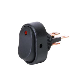 Switch on-off con 3 patas y piloto, botón negro, 12v 20A   RADOX    835-107 - Hergui Musical