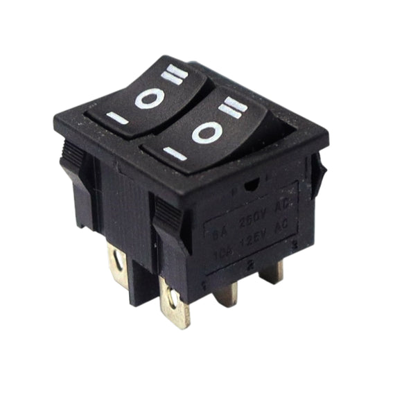 Switch doble tipo push de 2 posiciones con 3 patas cada uno 6A 250v / 10A 125v  RADOX   835-126 - Hergui Musical