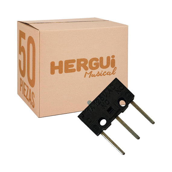 PAQ. 50 Pzas. DE MICROSWITCH CON BOTON 1A 125V CON 3 PINES LARGOS     RADOX    835-358(50) - Hergui Musical