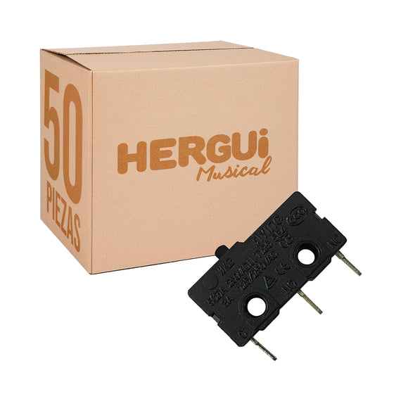 PAQ. 50 Pzas. DE MICROSWITCH CON BOTON 5(2) A 250 VAC 125/250 VAC CON 3 PINES     RADOX     835-360(50) - Hergui Musical