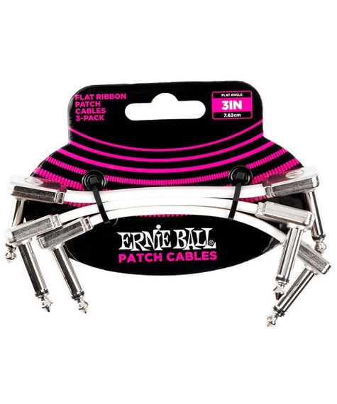 JGO. DE 3 PZAS. DE CABLES DE PLUG 6.3mm MACHO/MACHO ERNIE BALL 0.0762 MTS., BLANCO (ANGULADO/ANGULADO)   6384 - Hergui Musical
