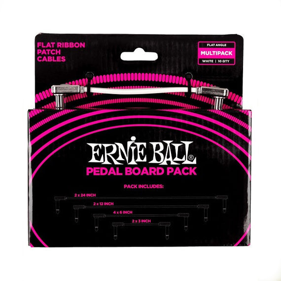 PACK DE CABLES DE PLUG 6.3mm ERNIE BALL PARA PEDAL BOARD (0.0762 MTS.X2+0.1524 MTS.X4+0.3048 MTS.X2+0.6096 MTS.X2)BLANCO 10  6387 - Hergui Musical