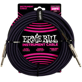 CABLE DE PLUG 6.3mm MACHO/MACHO ERNIE BALL 7.620 MTS., MORADO/NEGRO (RECTO/RECTO)  6397 - Hergui Musical