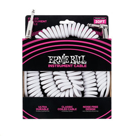 CABLE DE PLUG 6.3mm MACHO/MACHO ERNIE BALL 9.14 MTS. BLANCO (RECTO/ANGULADO)  6045 - Hergui Musical