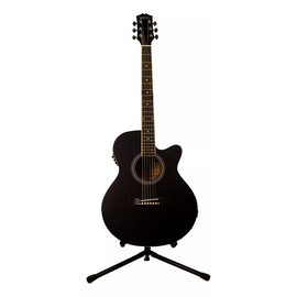 GUITARRA MAHOGANY ELECTROACÚSTICA CON RESAQUE NEGRA MATE  CAMPERO   C-EA-MHR-MT-BK - Hergui Musical