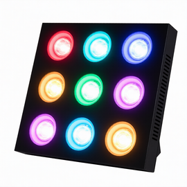 PANEL LED MATRIX  9 LEDS 10W RGBW, FRECUENCIA ESTROBOSCOPICA 30FPS  MEGALUZ SHOW  DOMINO-PX - Hergui Musical