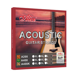 Encordadura Para Guitarra Acustica, Entorchado Bronce 11/52 Tension Light   ALICE  A408K-L - Hergui Musical