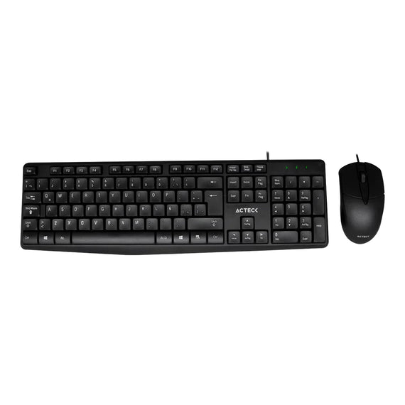 Kit Teclado Estándar y Mouse ACTECK AC-928984 , Estándar, 105 teclas, Negro  AC-928984 - Hergui Musical