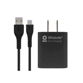 COMBO CARGA RÁPIDA: CARGADOR USB V3.0 + CABLE USB TIPO "C". NEGRO (6001561), Brobotix   6001561 - Hergui Musical