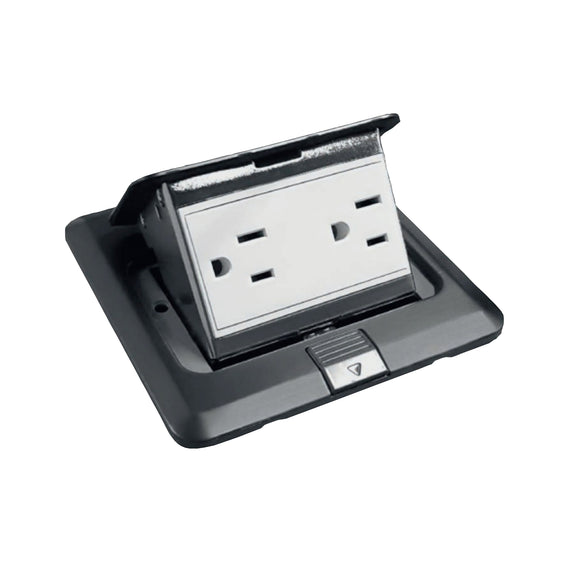 PLACA DE PISO CONTACTO DUPLEX, ACERO INOXIDABLE GRIS OXFORD, CAJA EMPOTRABLE POP UP 90-277VCA 15A IP54  ARTLITE   APL-003 - Hergui Musical