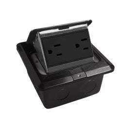 PLACA DE PISO CONTACTO DUPLEX, ACERO INOXIDABLE NEGRO, CAJA EMPOTRABLE POP UP 90-277VCA 15A IP54  ARTLITE   APL-004 - Hergui Musical
