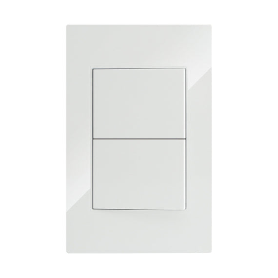 PLACA APAGADOR DE 2 INTERRUPTOR 3 VIAS 90-277VCA PC BLANCO CORTE RECTO 75X118MM    ARTLITE   APL-202 - Hergui Musical