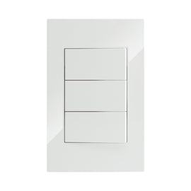 PLACA APAGADOR DE 3 INTERRUPTOR 3 VIAS 90-277VCA PC BLANCO CORTE RECTO 75X118MM      ARTLITE    APL-203 - Hergui Musical