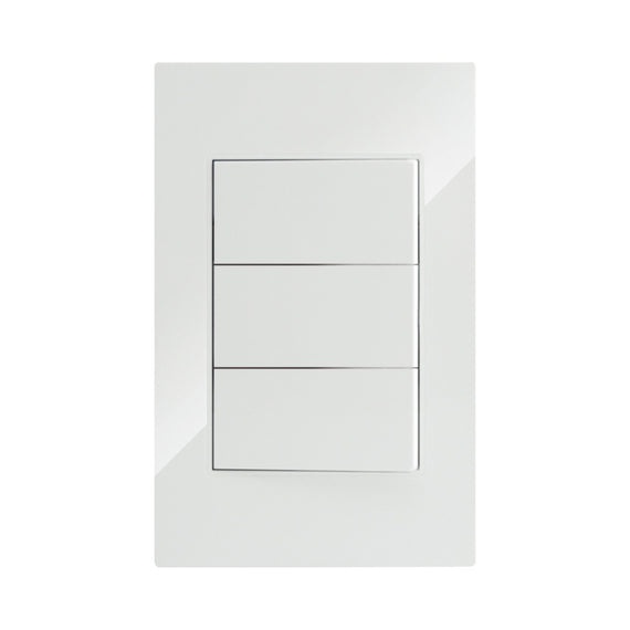 PLACA APAGADOR DE 3 INTERRUPTOR 3 VIAS 90-277VCA PC BLANCO CORTE RECTO 75X118MM      ARTLITE    APL-203 - Hergui Musical