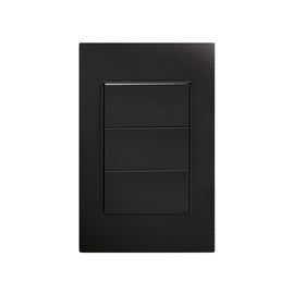 PLACA APAGADOR DE 3 INTERRUPTOR DE 3 VIAS 90-277VCA NEGRO MATE 77X124MM     ARTLITE     APL-303 - Hergui Musical