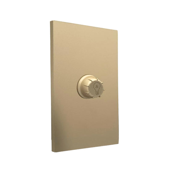 PLACA LUXURY CONTACTO ATENUADOR ILUMINACIÓN 100W 127VCA COLOR ORO 74X112MM SKIN FEEL  ARTLITE   APL-511 - Hergui Musical